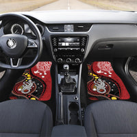 Tonga Ngatu And Australia Aboriginal Car Mats Tongan Dove And Kangaroo Together LT05 Set 2pcs - Front Red - Polynesian Pride