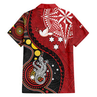 Tonga Ngatu And Australia Aboriginal Family Matching Off The Shoulder Long Sleeve Dress and Hawaiian Shirt Tongan Dove And Kangaroo Together