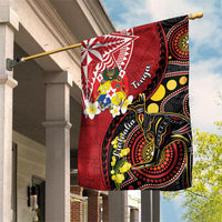 Tonga Ngatu And Australia Aboriginal Garden Flag Tongan Dove And Kangaroo Together LT05 House Flag Red - Polynesian Pride