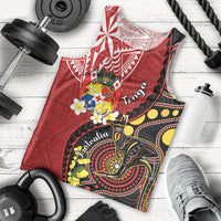 Tonga Ngatu And Australia Aboriginal Men Tank Top Tongan Dove And Kangaroo Together LT05 - Polynesian Pride