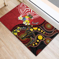 Tonga Ngatu And Australia Aboriginal Rubber Doormat Tongan Dove And Kangaroo Together LT05 - Polynesian Pride