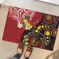 Tonga Ngatu And Australia Aboriginal Rubber Doormat Tongan Dove And Kangaroo Together LT05 - Polynesian Pride