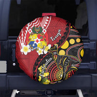Tonga Ngatu And Australia Aboriginal Spare Tire Cover Tongan Dove And Kangaroo Together LT05 - Polynesian Pride