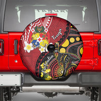 Tonga Ngatu And Australia Aboriginal Spare Tire Cover Tongan Dove And Kangaroo Together LT05 - Polynesian Pride