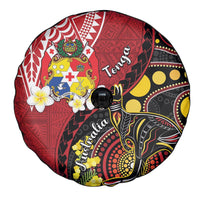 Tonga Ngatu And Australia Aboriginal Spare Tire Cover Tongan Dove And Kangaroo Together LT05 - Polynesian Pride