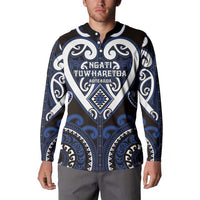 Custom Aotearoa Ngati Tuwharetoa Button Sweatshirt Maori Tribal Pattern LT05 - Polynesian Pride