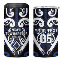 Custom Aotearoa Ngati Tuwharetoa 4 in 1 Can Cooler Tumbler Maori Tribal Pattern LT05 One Size: 16 oz Navy - Polynesian Pride