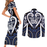 Custom Aotearoa Ngati Tuwharetoa Couples Matching Short Sleeve Bodycon Dress and Long Sleeve Button Shirt Maori Tribal Pattern LT05 - Polynesian Pride
