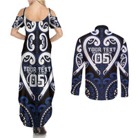 Custom Aotearoa Ngati Tuwharetoa Couples Matching Summer Maxi Dress and Long Sleeve Button Shirt Maori Tribal Pattern LT05 - Polynesian Pride