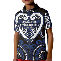 Custom Aotearoa Ngati Tuwharetoa Kid Polo Shirt Maori Tribal Pattern