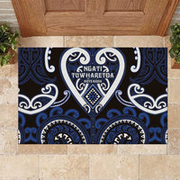 Aotearoa Ngati Tuwharetoa Rubber Doormat Maori Tribal Pattern LT05 Navy - Polynesian Pride
