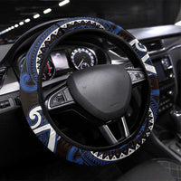 Aotearoa Ngati Tuwharetoa Steering Wheel Cover Maori Tribal Pattern LT05 Universal Fit Navy - Polynesian Pride