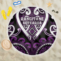 Aotearoa Rangitane Beach Blanket Maori Tribal Pattern LT05 One Size 150cm Purple - Polynesian Pride