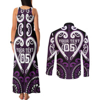 Custom Aotearoa Rangitane Couples Matching Tank Maxi Dress and Long Sleeve Button Shirt Maori Tribal Pattern LT05 - Polynesian Pride