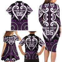Custom Aotearoa Rangitane Family Matching Long Sleeve Bodycon Dress and Hawaiian Shirt Maori Tribal Pattern LT05 - Polynesian Pride