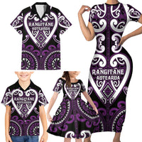 Custom Aotearoa Rangitane Family Matching Short Sleeve Bodycon Dress and Hawaiian Shirt Maori Tribal Pattern LT05 - Polynesian Pride