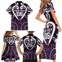 Custom Aotearoa Rangitane Family Matching Short Sleeve Bodycon Dress and Hawaiian Shirt Maori Tribal Pattern LT05 - Polynesian Pride