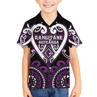 Custom Aotearoa Rangitane Kid Hawaiian Shirt Maori Tribal Pattern