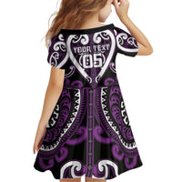 Custom Aotearoa Rangitane Kid Short Sleeve Dress Maori Tribal Pattern
