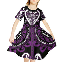Custom Aotearoa Rangitane Kid Short Sleeve Dress Maori Tribal Pattern
