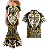 Custom Aotearoa Taranaki Couples Matching Mermaid Dress and Hawaiian Shirt Maori Tribal Pattern LT05 - Polynesian Pride
