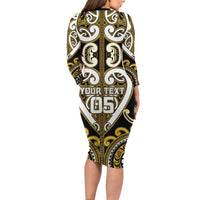 Custom Aotearoa Taranaki Family Matching Long Sleeve Bodycon Dress and Hawaiian Shirt Maori Tribal Pattern LT05 - Polynesian Pride