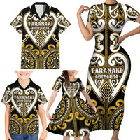Custom Aotearoa Taranaki Family Matching Short Sleeve Bodycon Dress and Hawaiian Shirt Maori Tribal Pattern LT05 - Polynesian Pride