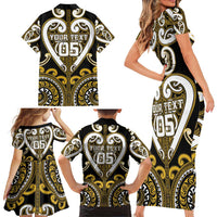 Custom Aotearoa Taranaki Family Matching Short Sleeve Bodycon Dress and Hawaiian Shirt Maori Tribal Pattern LT05 - Polynesian Pride