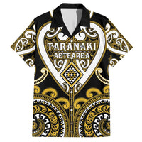 Custom Aotearoa Taranaki Family Matching Short Sleeve Bodycon Dress and Hawaiian Shirt Maori Tribal Pattern LT05 Dad's Shirt - Short Sleeve Yellow - Polynesian Pride