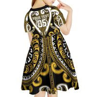 Custom Aotearoa Taranaki Kid Short Sleeve Dress Maori Tribal Pattern