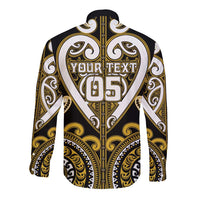 Custom Aotearoa Taranaki Long Sleeve Button Shirt Maori Tribal Pattern LT05 - Polynesian Pride