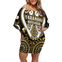 Custom Aotearoa Taranaki Off Shoulder Short Dress Maori Tribal Pattern