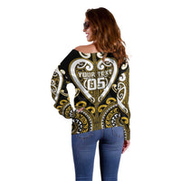 Custom Aotearoa Taranaki Off Shoulder Sweater Maori Tribal Pattern