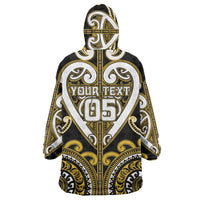 Custom Aotearoa Taranaki Wearable Blanket Hoodie Maori Tribal Pattern LT05 - Polynesian Pride