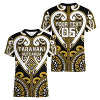 Custom Aotearoa Taranaki Women V-Neck T-Shirt Maori Tribal Pattern