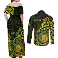 Personalised Fiji Lovoni Day Couples Matching Off Shoulder Maxi Dress and Long Sleeve Button Shirt 154th Years