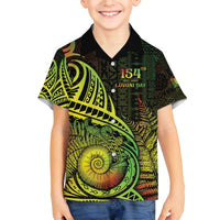 Personalised Fiji Lovoni Day Family Matching Off The Shoulder Long Sleeve Dress and Hawaiian Shirt 154th Years