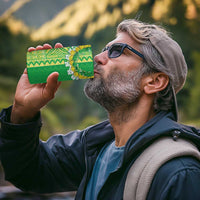 Fiji Lovoni 4 in 1 Can Cooler Tumbler Fijian Tapa Salusalu Green Glitter