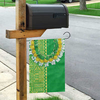 Fiji Lovoni Garden Flag Fijian Tapa Salusalu Green Glitter