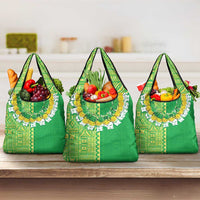 Fiji Lovoni Grocery Bag Fijian Tapa Salusalu Green Glitter