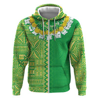 Fiji Lovoni Hoodie Fijian Tapa Salusalu Green Glitter
