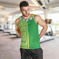 Fiji Lovoni Men Tank Top Fijian Tapa Salusalu Green Glitter