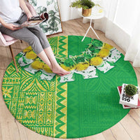 Fiji Lovoni Round Carpet Fijian Tapa Salusalu Green Glitter