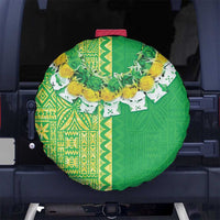 Fiji Lovoni Spare Tire Cover Fijian Tapa Salusalu Green Glitter