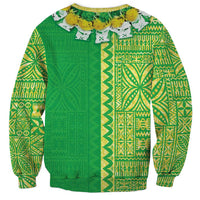 Fiji Lovoni Sweatshirt Fijian Tapa Salusalu Green Glitter