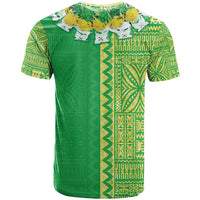 Fiji Lovoni T Shirt Fijian Tapa Salusalu Green Glitter