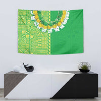 Fiji Lovoni Tapestry Fijian Tapa Salusalu Green Glitter