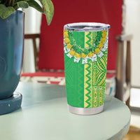 Fiji Lovoni Tumbler Cup Fijian Tapa Salusalu Green Glitter