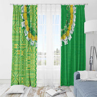 Fiji Lovoni Window Curtain Fijian Tapa Salusalu Green Glitter