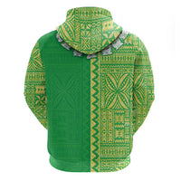 Fiji Lovoni Zip Hoodie Fijian Tapa Salusalu Green Glitter